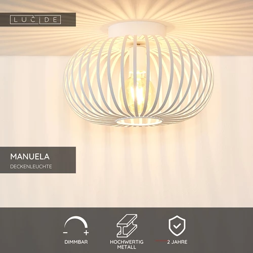 Lucide MANUELA - Deckenleuchte - Ø 39,5 cm - 1xE27 - Weiß - USP